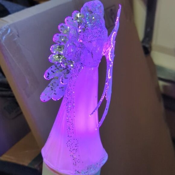 Vintage Color Changing Rotating Fiber Optic Praying Angel Christmas Tree Topper - Picture 10 of 10